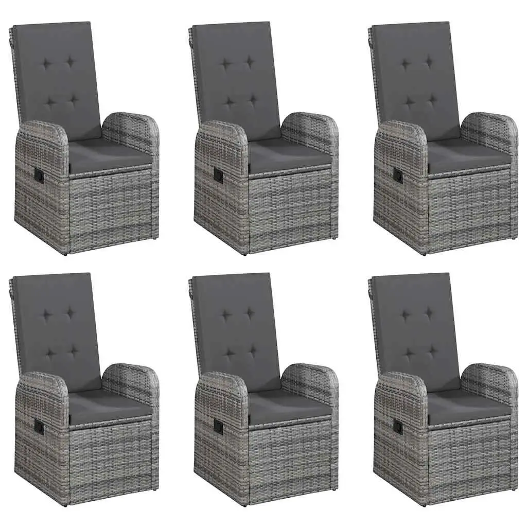 7-Piece Garden Dining Set with Cushions in Grey