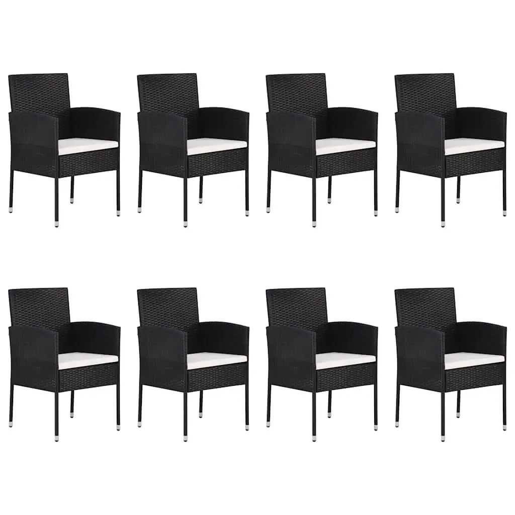 9 Piece Outdoor Dining Set with Black Table and Chairs