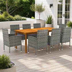 Sturdy 9 Piece Outdoor Dining Set with Acacia Wood