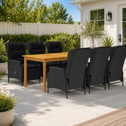 Durable 7 Piece Outdoor Dining Set with Acacia Wood