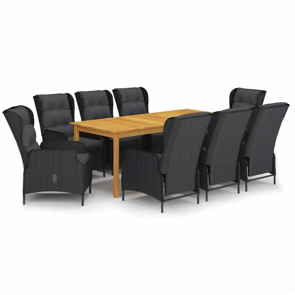 9 Piece Garden Dining Set Grey