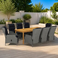 Premium 9 Piece Outdoor Dining Set with Acacia Wood Table