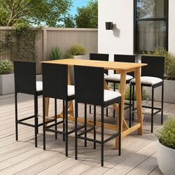7-Piece Black Garden Bar Set for Outdoor Spaces