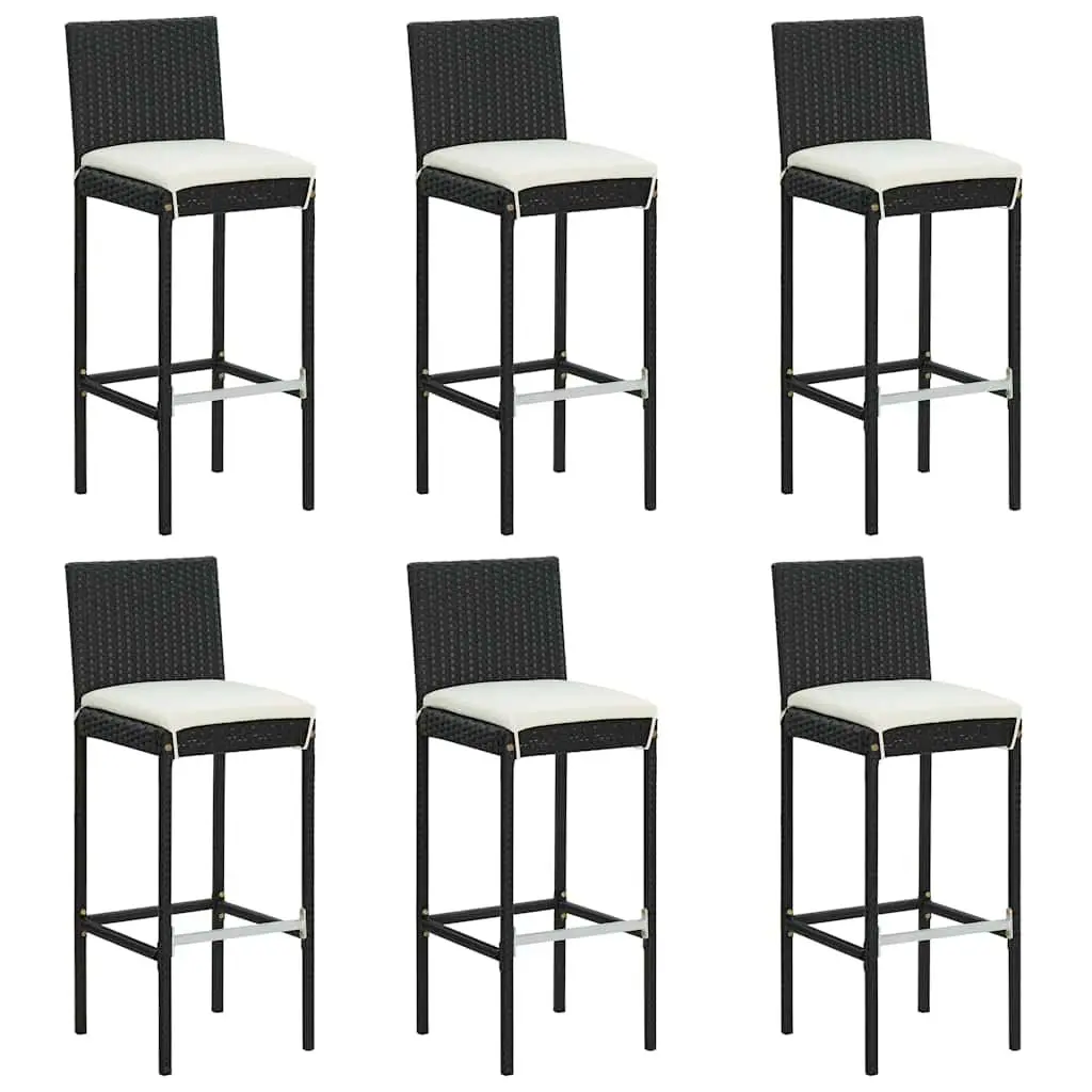 Garden Bar Set Acacia Wood Steel Rattan 7 Piece Black