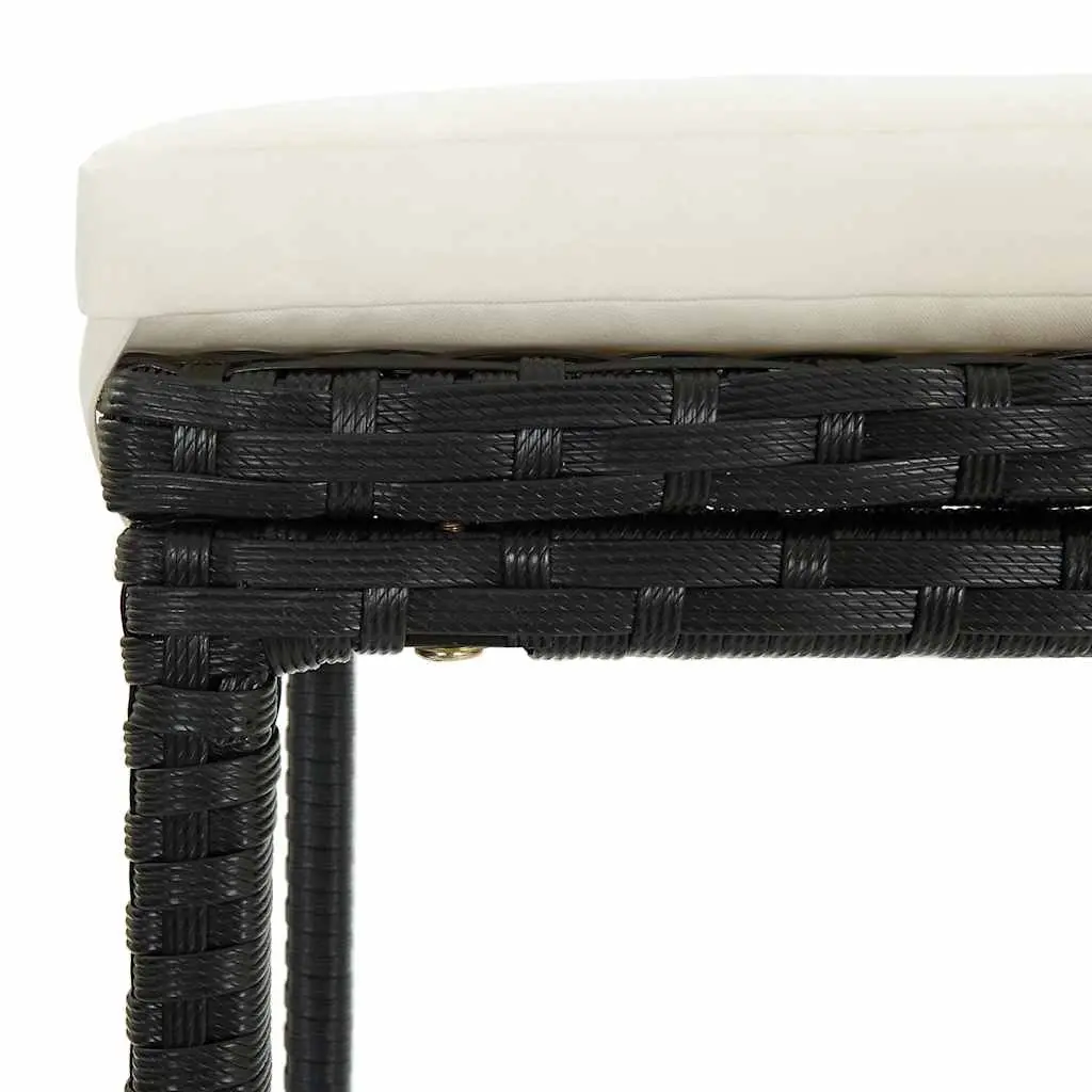 7 Piece Outdoor Black Garden Bar Set with Cushions