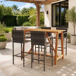 Durable 5 Piece Outdoor Garden Bar Set in Grey