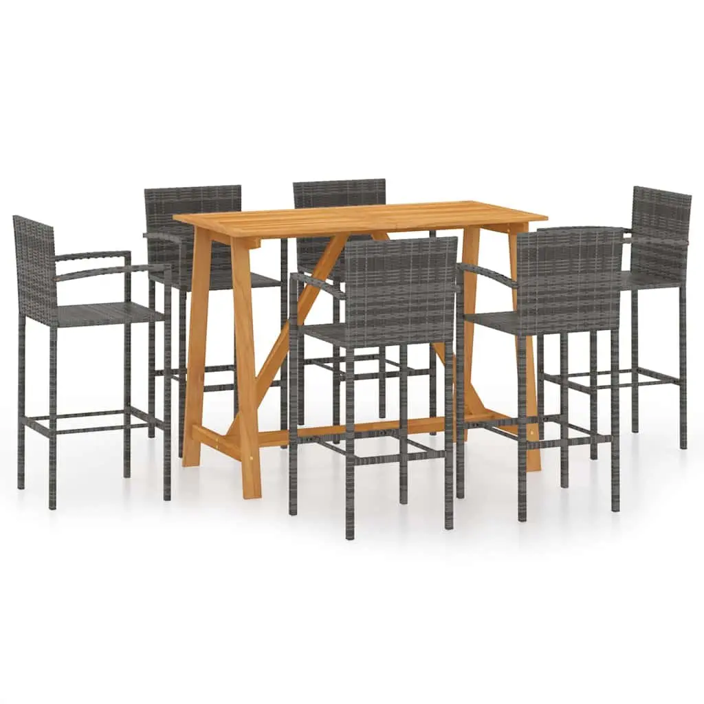 7 Piece Grey Garden Bar Set for Outdoor Spaces