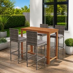 Sturdy 5 Piece Garden Bar Set with Cushions Grey