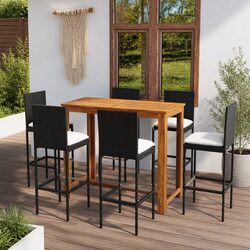 Sturdy 7 Piece Outdoor Patio Bar Set with Cushions