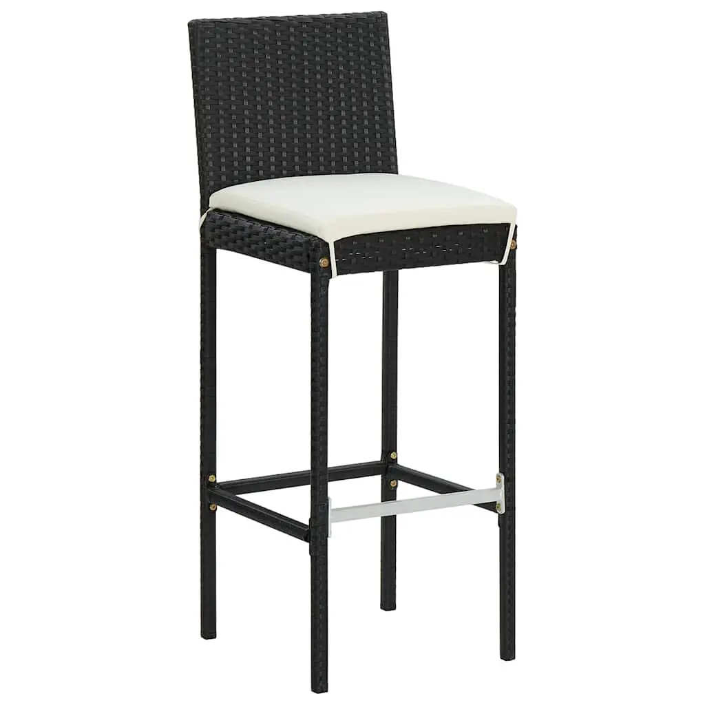 Garden Bar Set Acacia Wood Steel Rattan 7 Piece Outdoor Patio Furniture Black