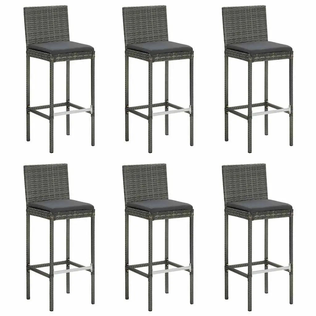 Garden Bar Set Acacia Wood Rattan Stools Brown 7 Piece