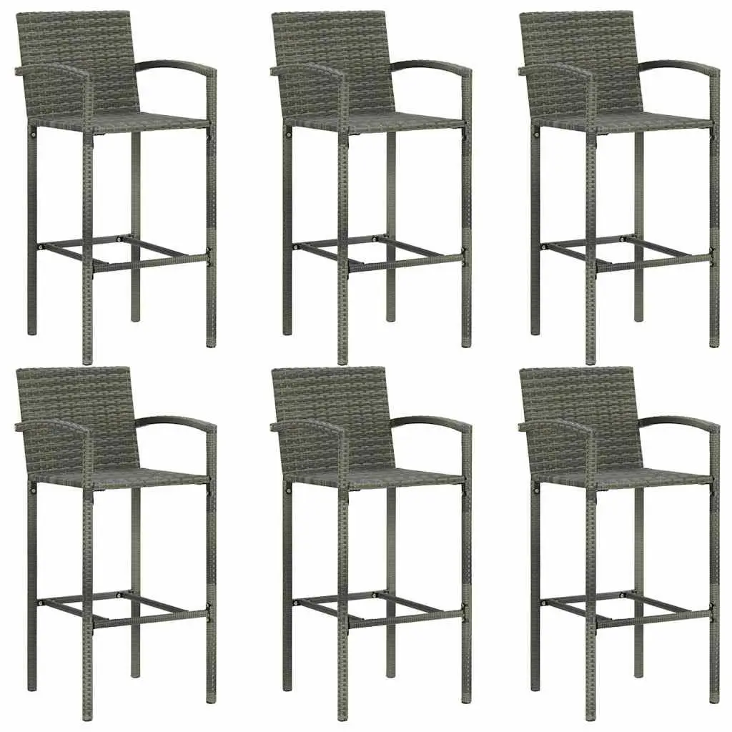 Garden Bar Set Acacia Wood Powder-coated Steel PE Rattan 7 Piece Grey