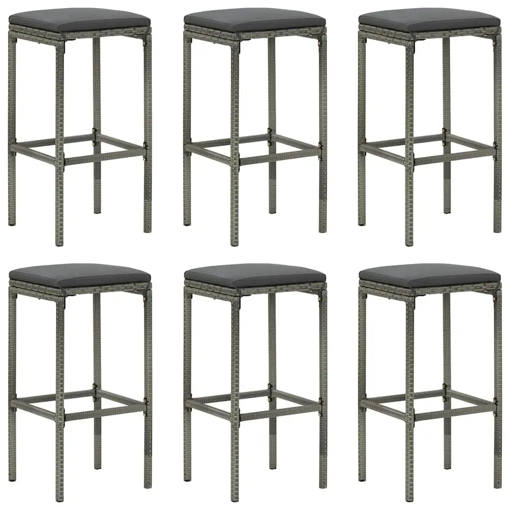 7-Piece Garden Bar Set with Cushions in Grey