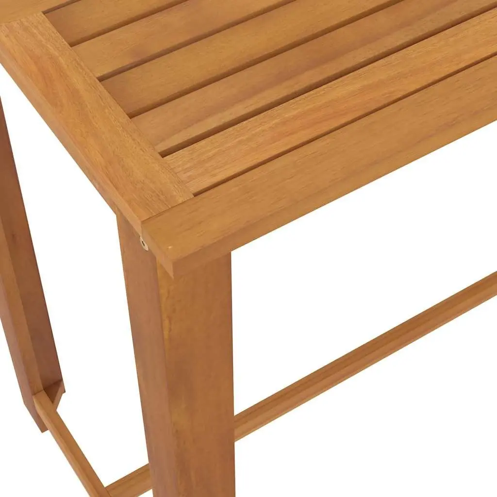 7 Piece Outdoor Garden Bar Set Solid Acacia Wood Table Powder-coated Steel Frame Brown