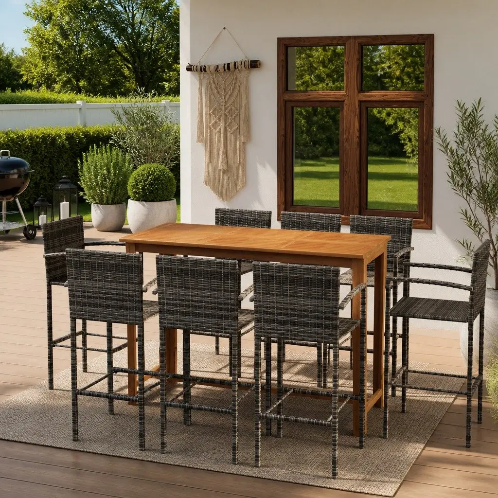 9 Piece Garden Bar Set for Outdoor Spaces