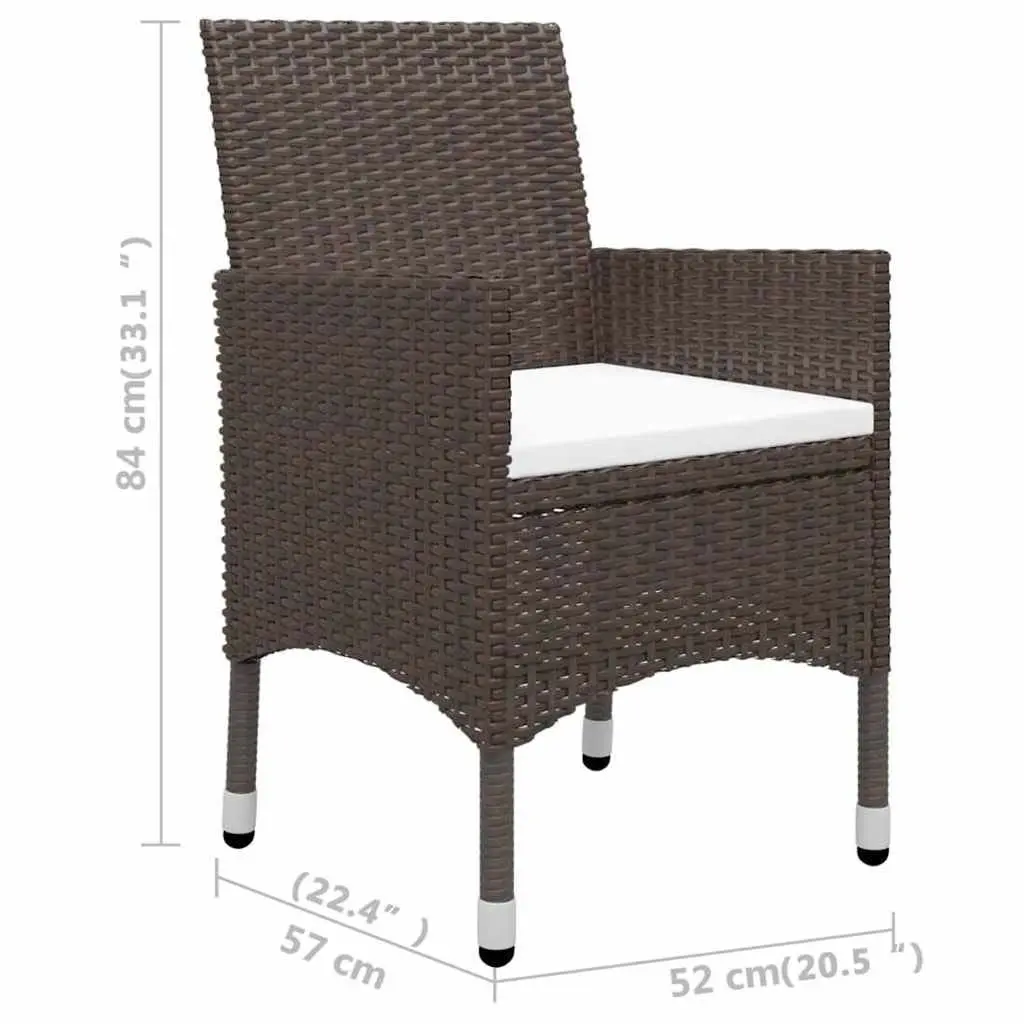 5 Piece Brown Acacia Wood Garden Dining Set with Rattan Chairs