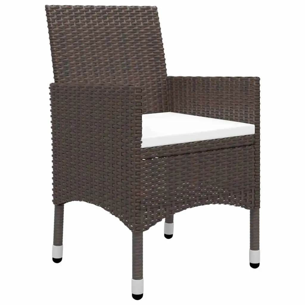 5 Piece Brown Acacia Wood Garden Dining Set with Rattan Chairs