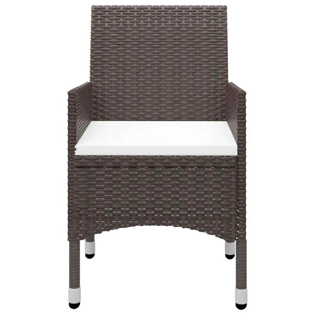 5 Piece Brown Acacia Wood Garden Dining Set with Rattan Chairs
