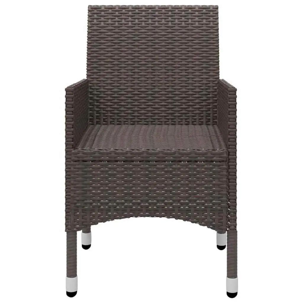 5 Piece Brown Acacia Wood Garden Dining Set with Rattan Chairs