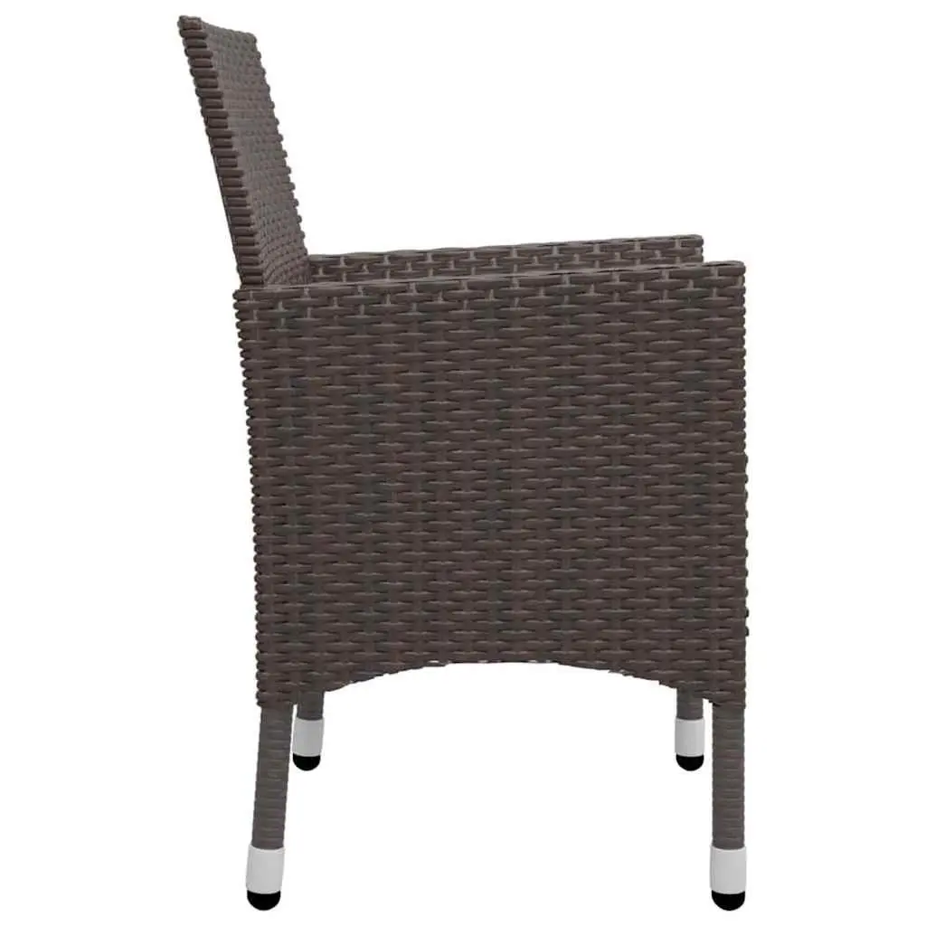 5 Piece Brown Acacia Wood Garden Dining Set with Rattan Chairs