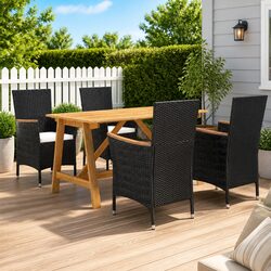 Sturdy 5 Piece Black Garden Dining Set for Outdoor Spaces