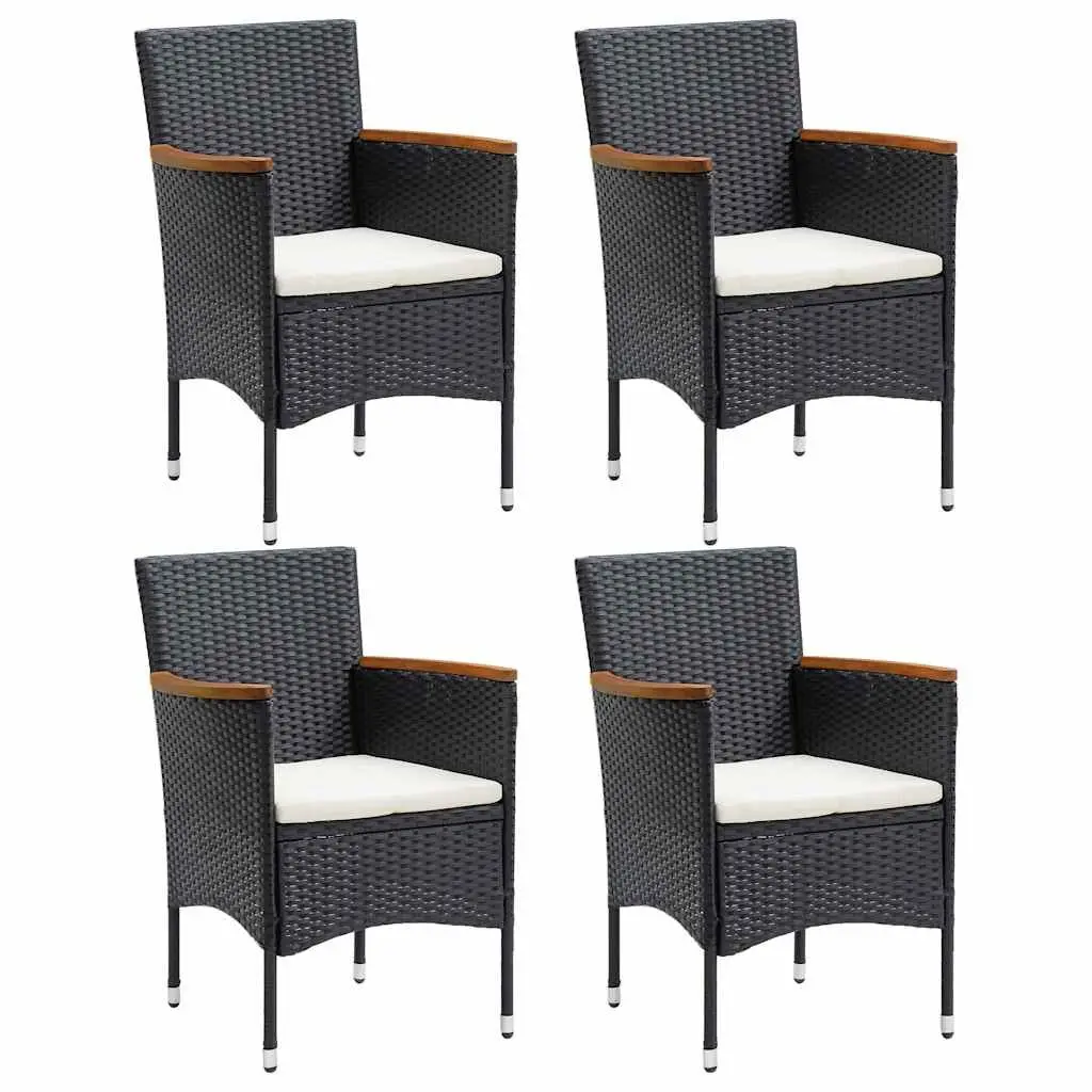 5 Piece Garden Dining Set Acacia Wood Steel Black Outdoor Furniture