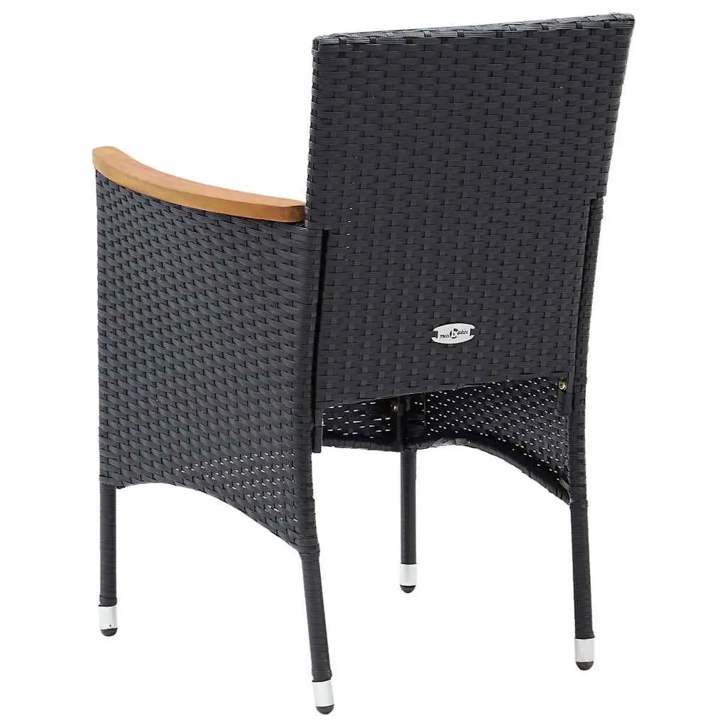 5 Piece Garden Dining Set Acacia Wood Steel Black Outdoor Furniture