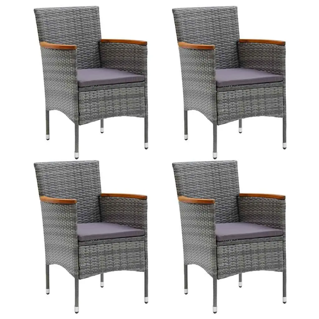 5 Piece Grey Outdoor Dining Set with Rattan Chairs