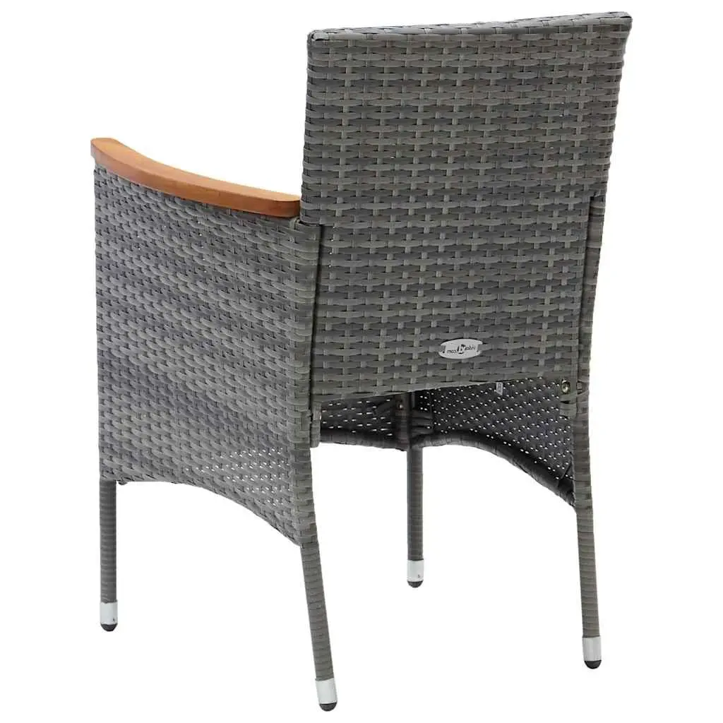 5 Piece Grey Outdoor Dining Set with Rattan Chairs