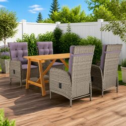 Sturdy 5 Piece Outdoor Dining Set in Grey Acacia Wood