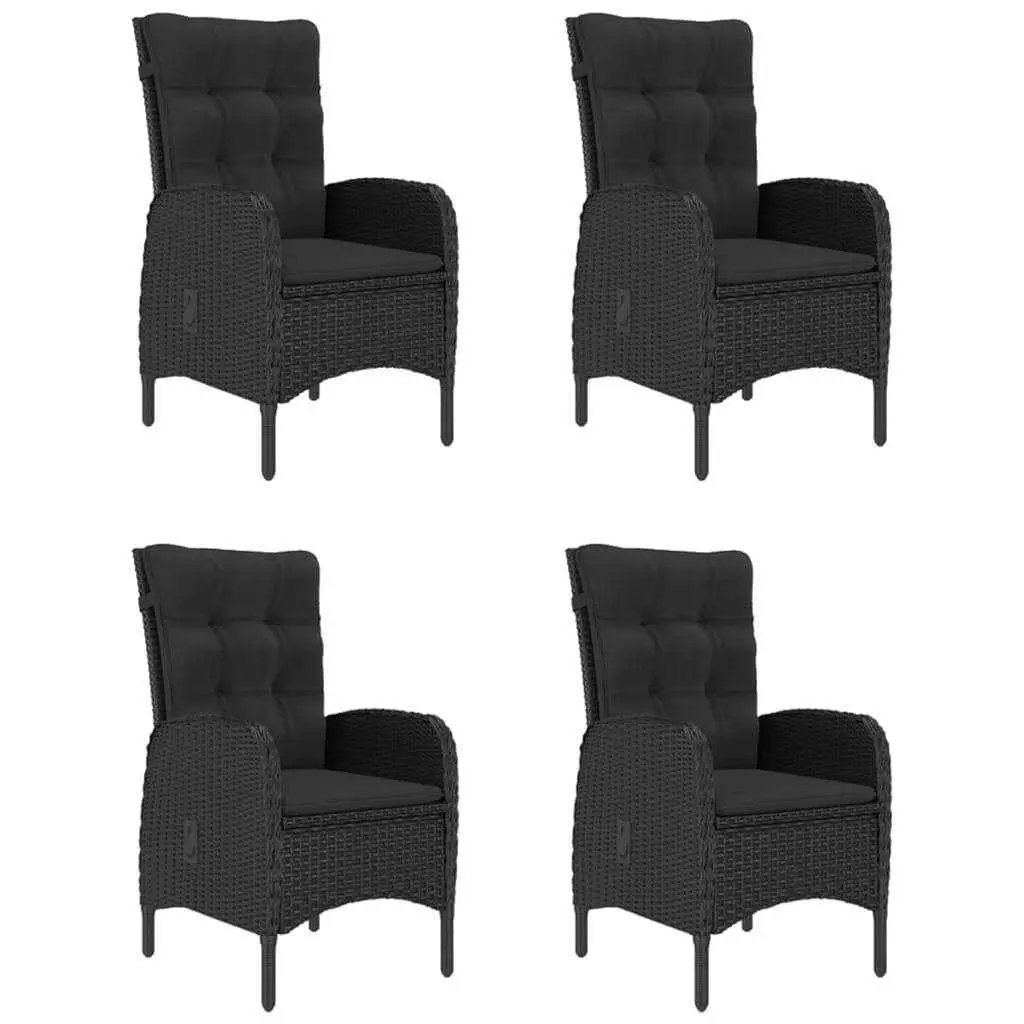 Garden Dining Set Acacia Wood Rattan 5 Piece Outdoor Furniture Black