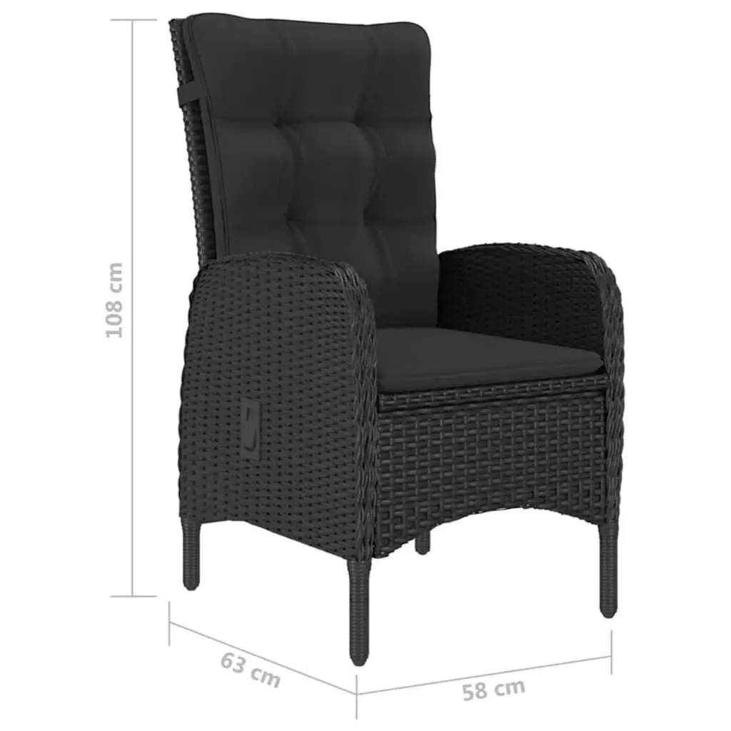 Garden Dining Set Acacia Wood Rattan 5 Piece Outdoor Furniture Black