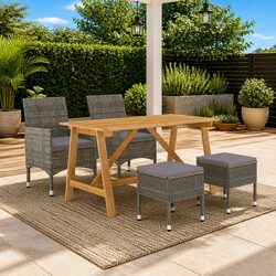 5-Piece Outdoor Garden Dining Set in Grey