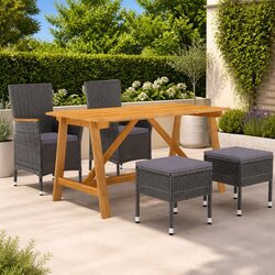 Durable 5-Piece Garden Dining Set with Cushions