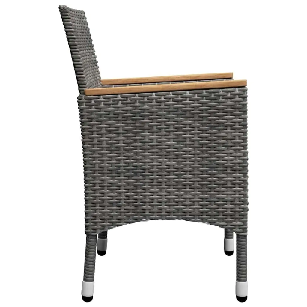 Garden Dining Set Acacia Wood Powder-coated Steel 5 Piece Outdoor Furniture Grey
