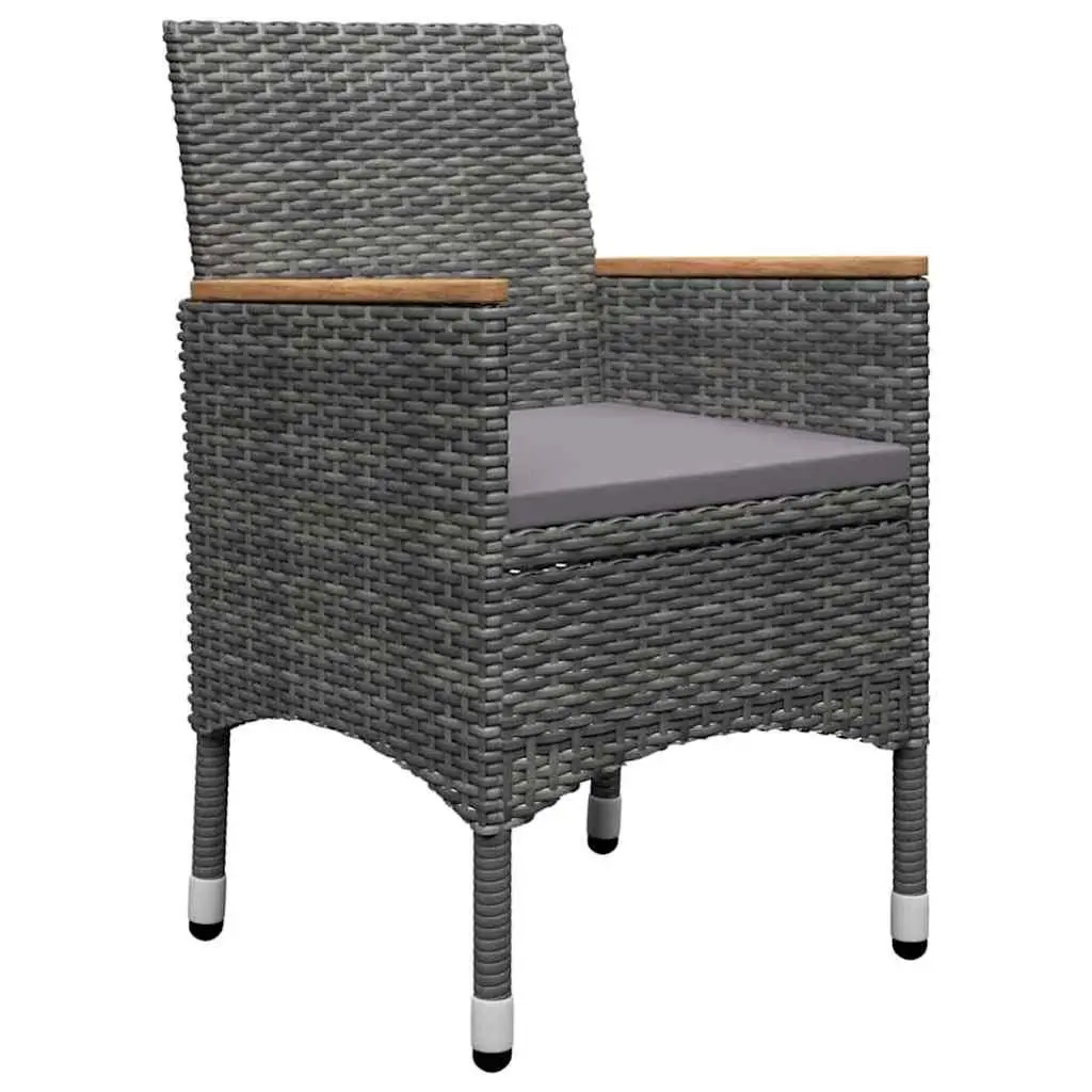 Garden Dining Set Acacia Wood Powder-coated Steel 5 Piece Outdoor Furniture Grey