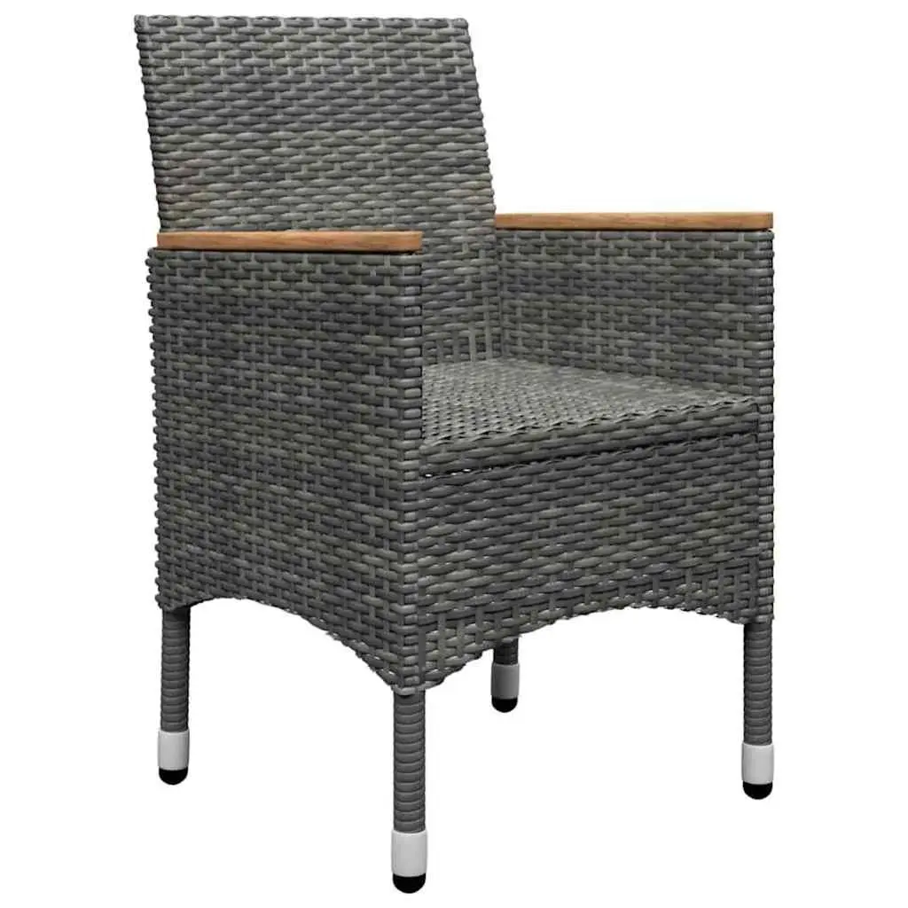 Garden Dining Set Acacia Wood Powder-coated Steel 5 Piece Outdoor Furniture Grey