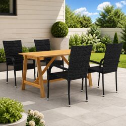 Durable 5 Piece Outdoor Dining Set in Black