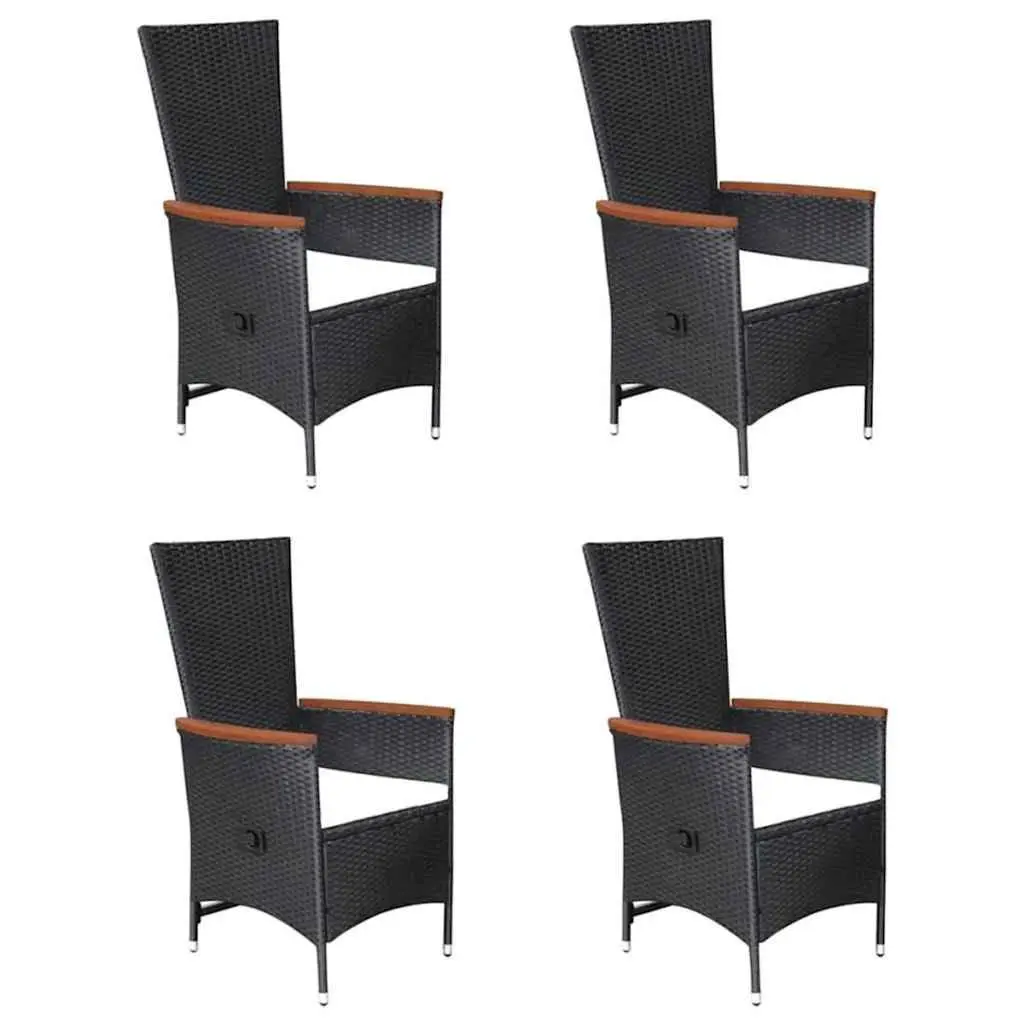 5 Piece Black Outdoor Dining Set with Reclining Chairs