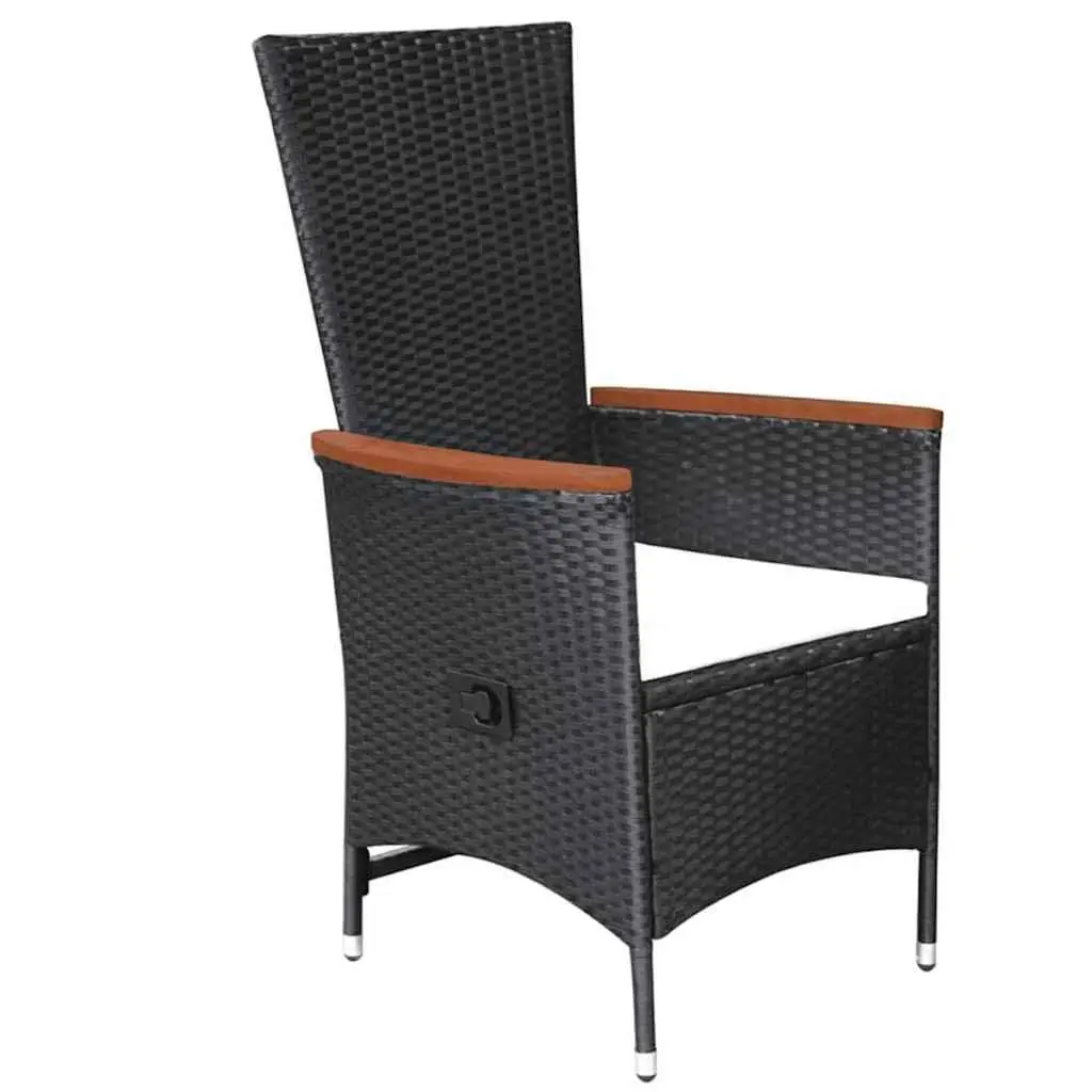 5 Piece Black Outdoor Dining Set with Reclining Chairs