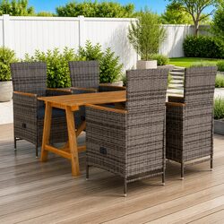 Durable 5 Piece Garden Dining Set with Rattan Chairs
