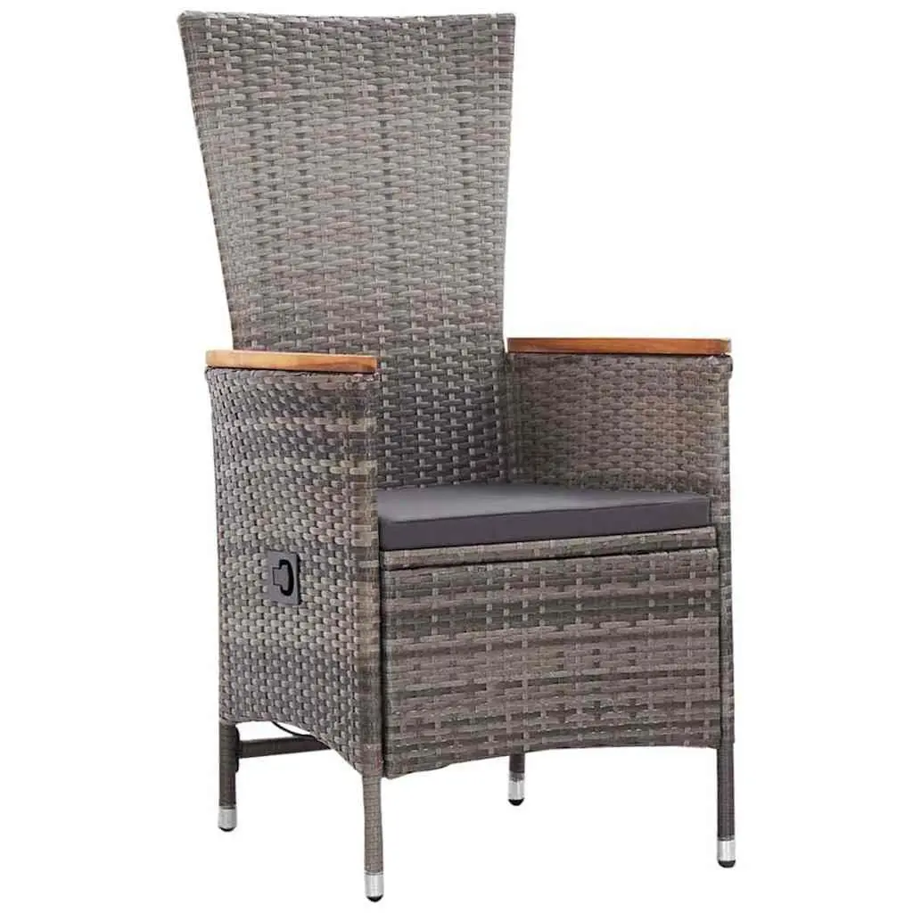 Garden Dining Set Grey Acacia Wood Table and Rattan Chairs 5 Piece Outdoor Furniture