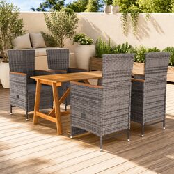 Durable 5 Piece Garden Dining Set in Grey Acacia Wood