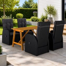 High-Quality 5 Piece Garden Dining Set in Black