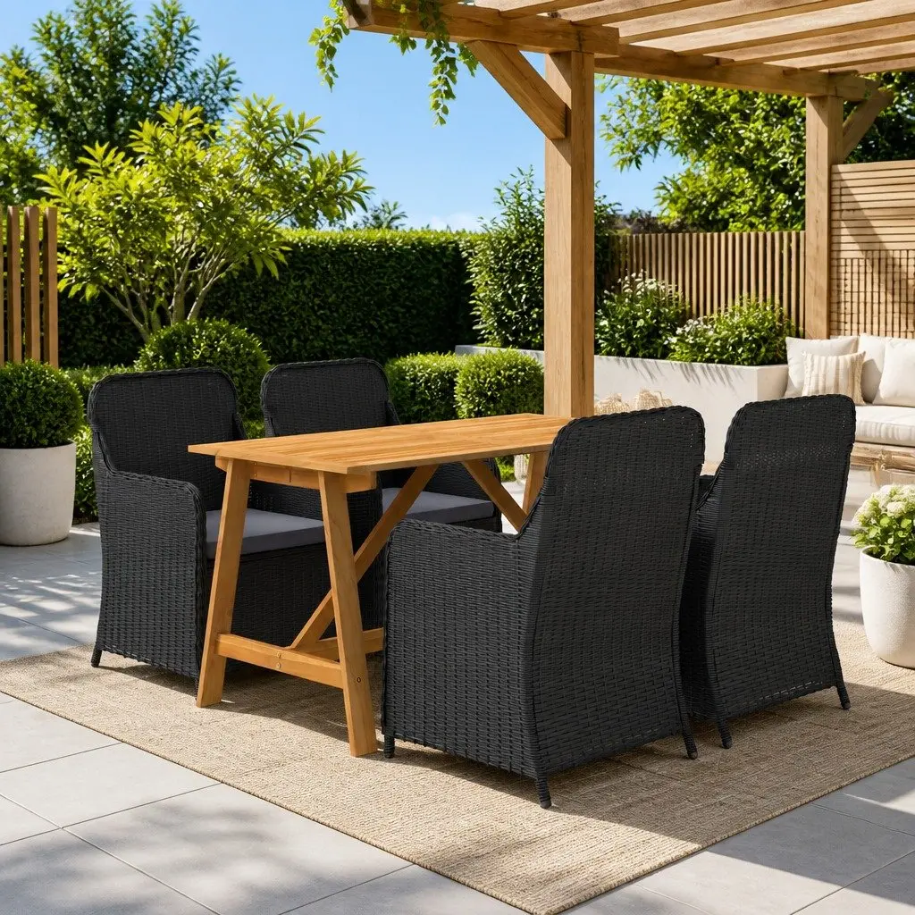 5-Piece Black Garden Dining Set