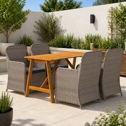 5-Piece Brown Acacia Wood Garden Dining Set