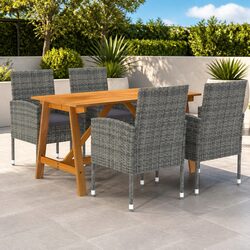 5 Piece Grey Garden Dining Set with Sturdy Construction