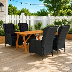 Sturdy 5-Piece Garden Dining Set with Adjustable Chairs