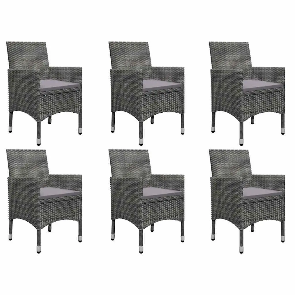 7 Piece Garden Dining Set Acacia Wood Table Powder-coated Steel Frame Chairs Grey