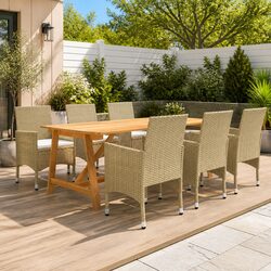 7 Piece Outdoor Dining Set with Durable Beige Finish